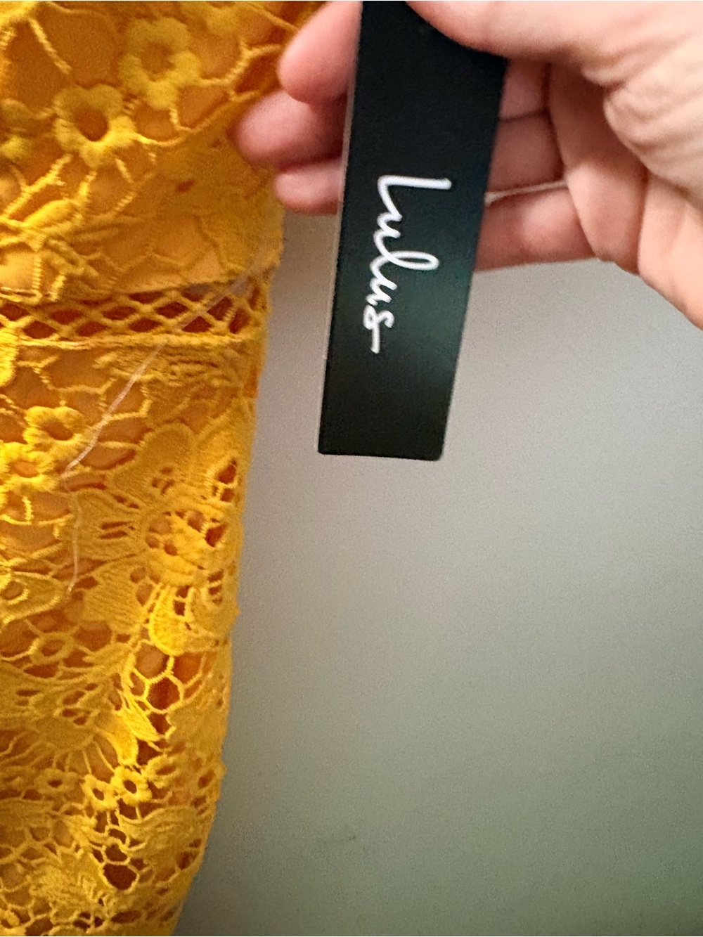Lulu's golden Yellow Taliah Lace Midi Dress with Ruffle Hem - Picture 5 of 7